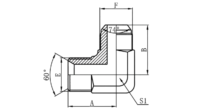 1BJ9 - BSP Male 60°Seat × JIC Male 74°Cone (90°Elbows)