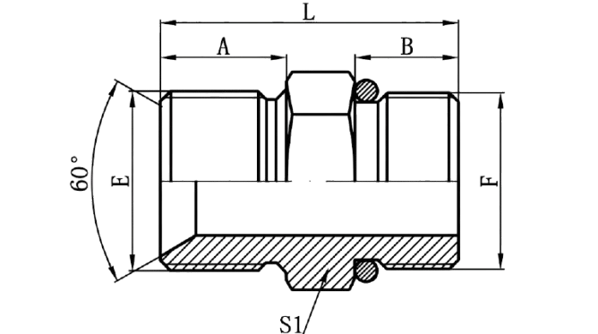 1BO - BSP Male 60°Seat Bonded Seal × SAE O-Ring Boss L-Series