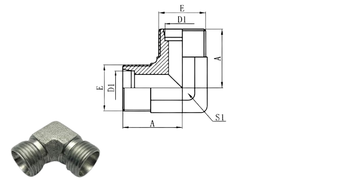 1D9 - Metric Male 24°H.T. (90°Elbows)