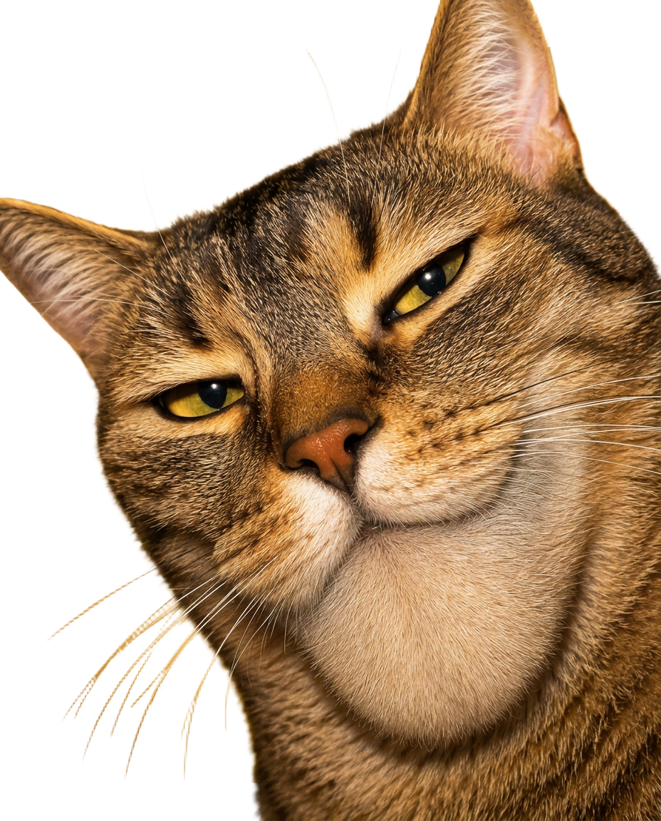 Mewing Cat close-up portrait
