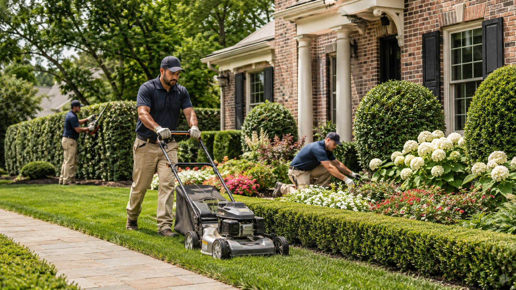 C&L Property Service team maintaining a landscaped garden