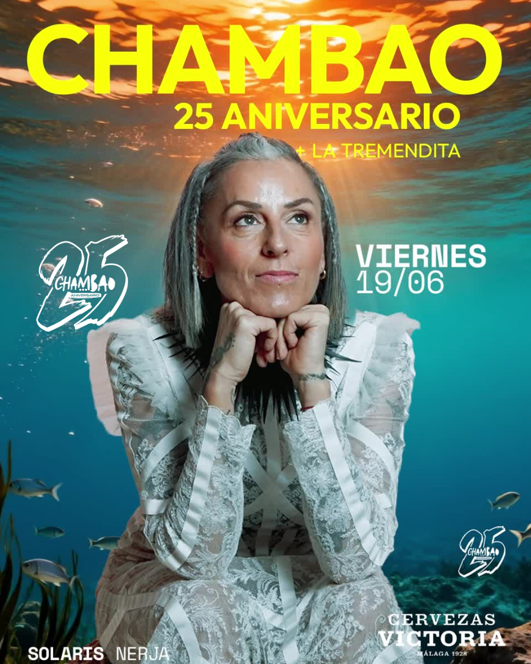 Cartel Chambao 25 Aniversario concierto Nerja 2026 Solaris Festival