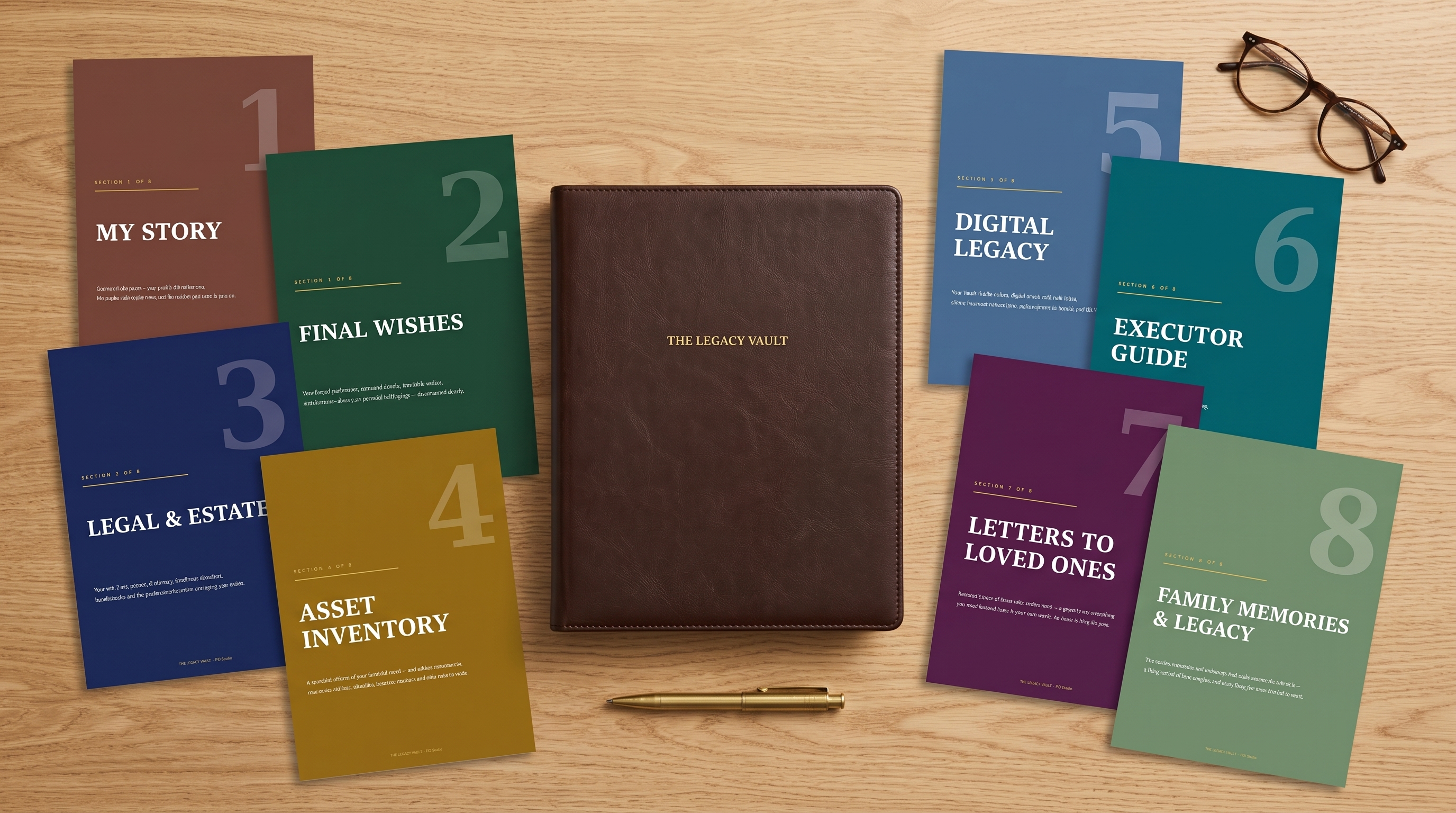 The Legacy Vault 8 sections flat lay