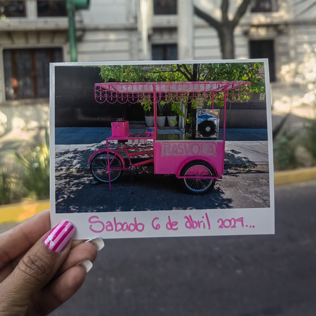 Photo of ice cream cart from Rasvola's early days in Roma Norte Mexico City