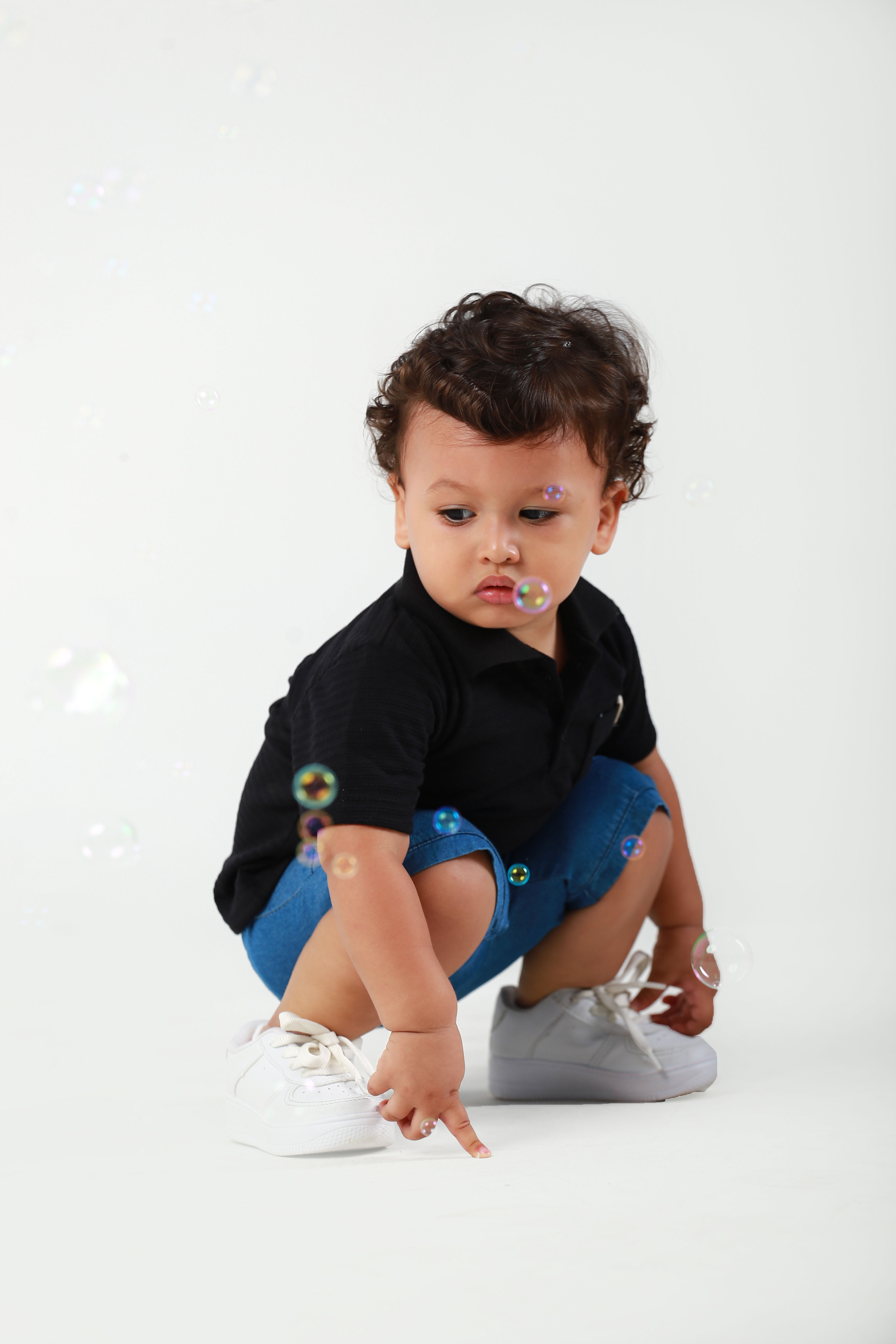 Bebê Molecco – camisa preta com bolhas de sabão