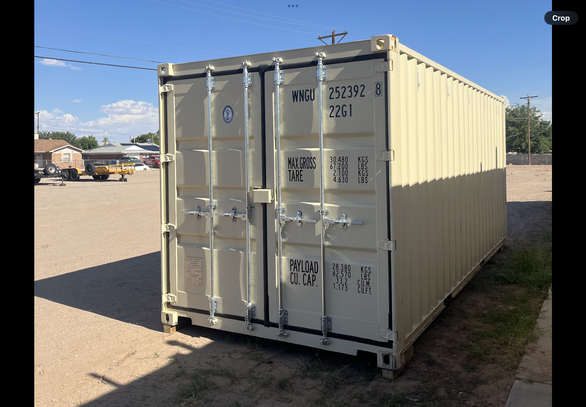 20ft ISO storage container available for monthly rental in El Paso