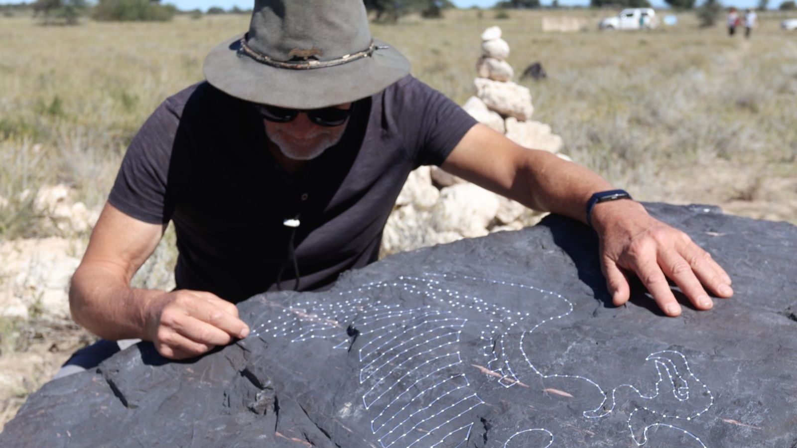 Close-up of geoglyph pattern on stone