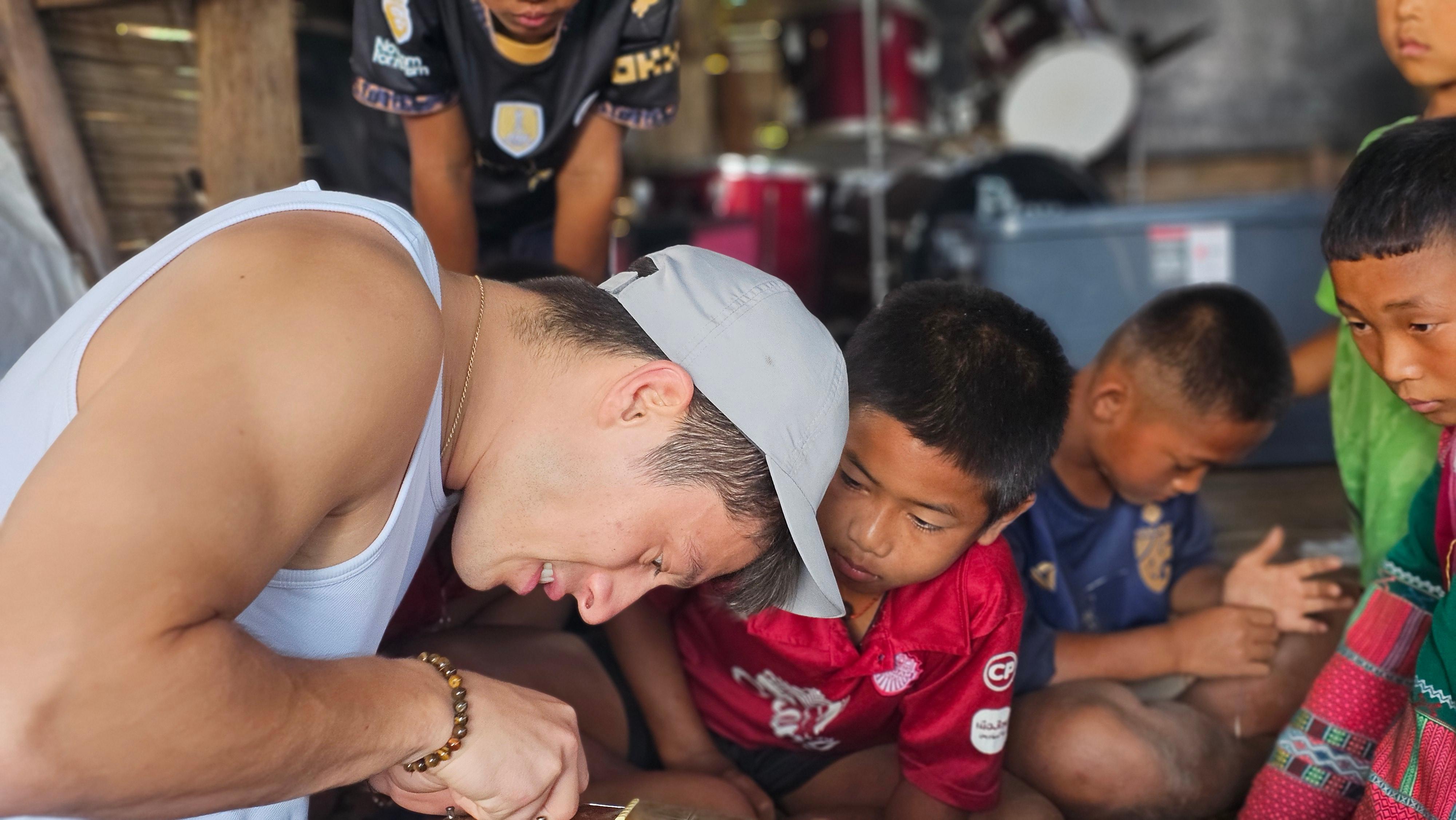 Cultural exchange teaching local children