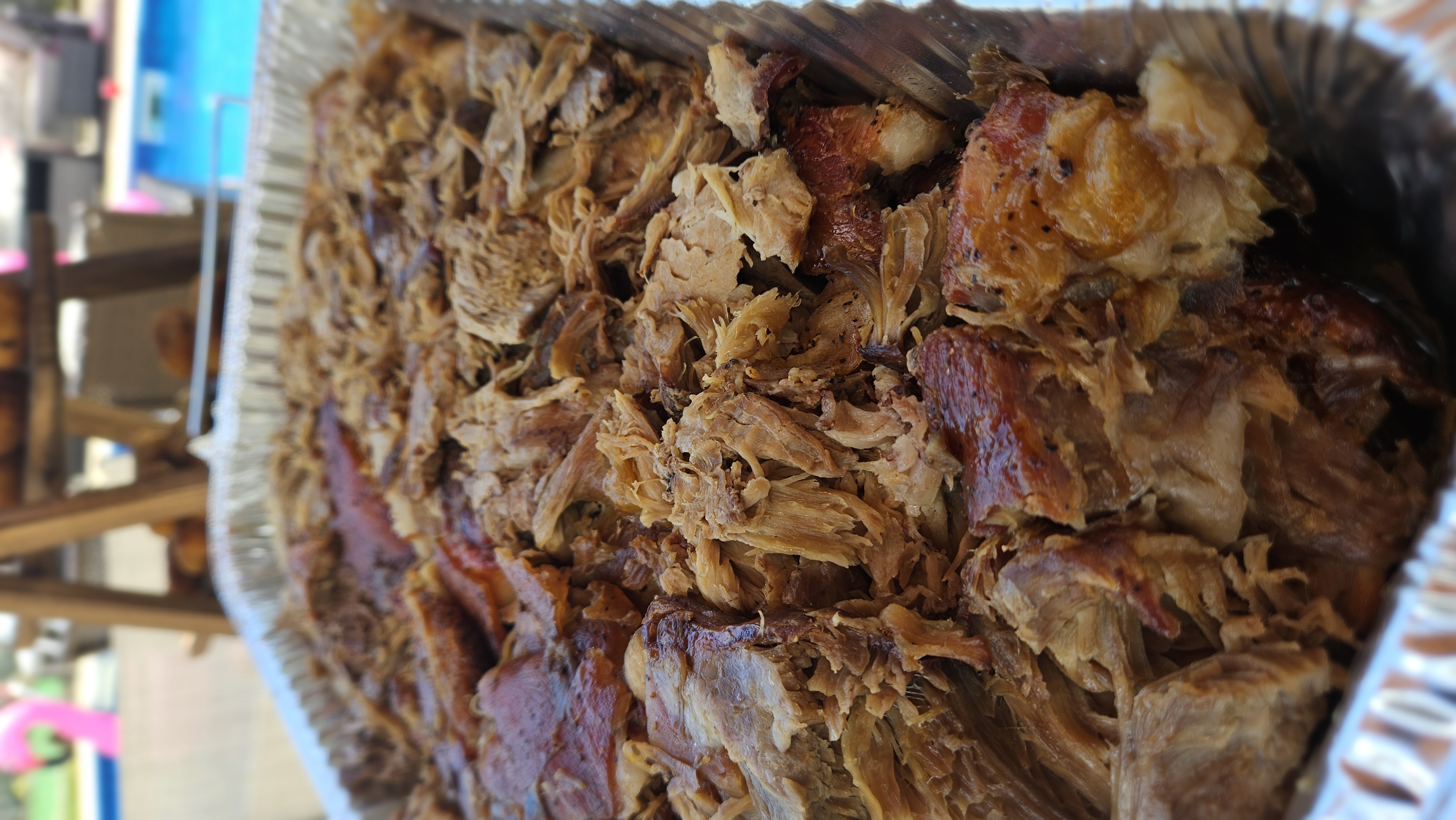 Slow-roasted pulled pork close-up