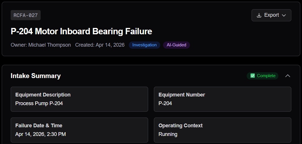 Structured Intake screenshot