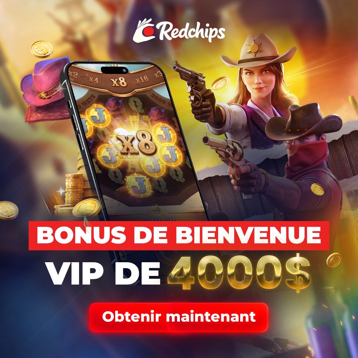Bonus de Bienvenue VIP de $4000 - Western theme promotion