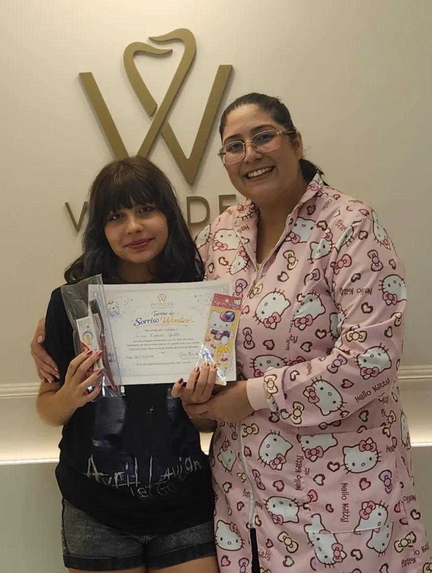 Paciente com certificado Turma do Sorriso Wonder