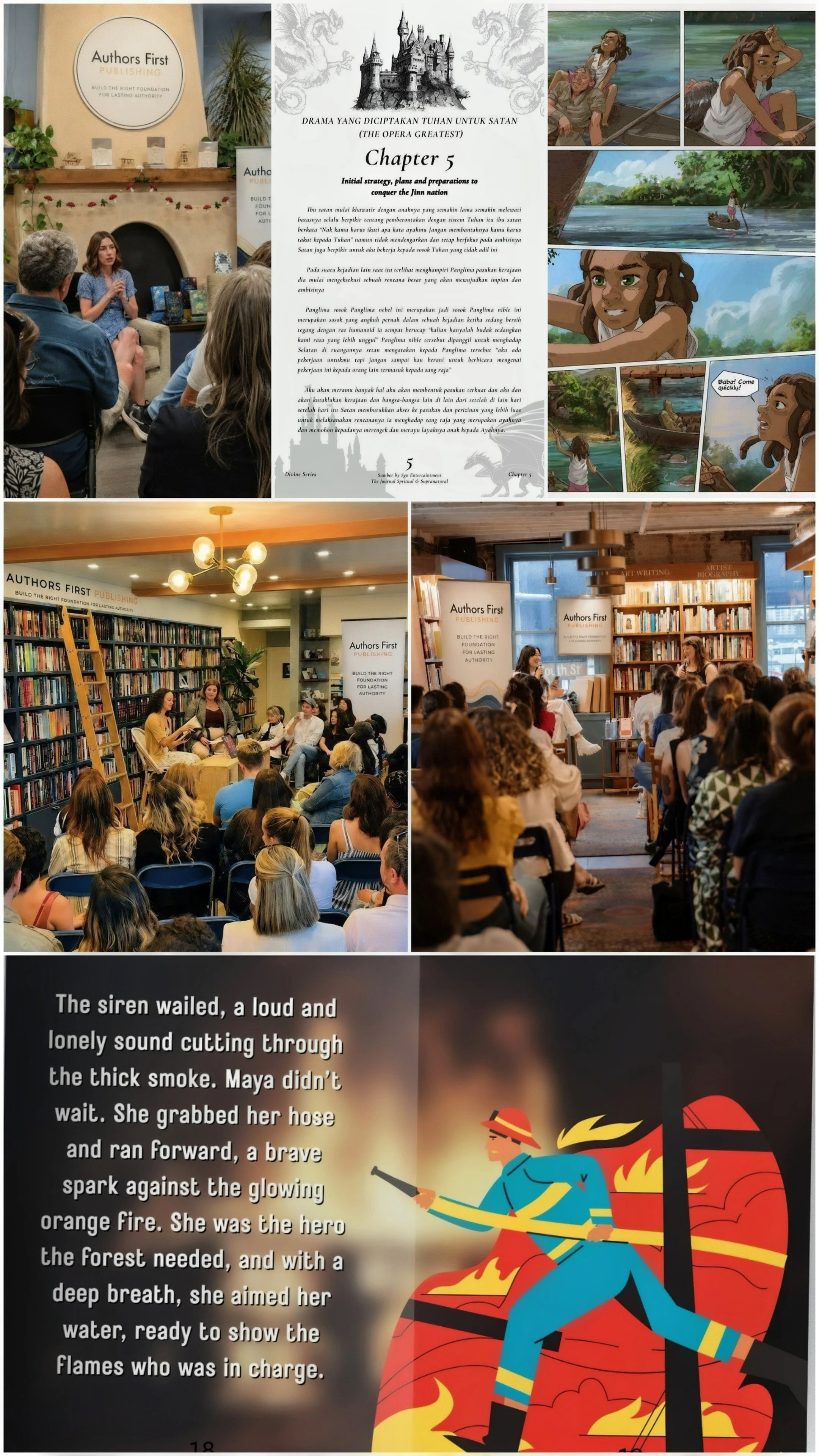 Authors First Publishing showcase — author events, book interiors, and illustrated titles