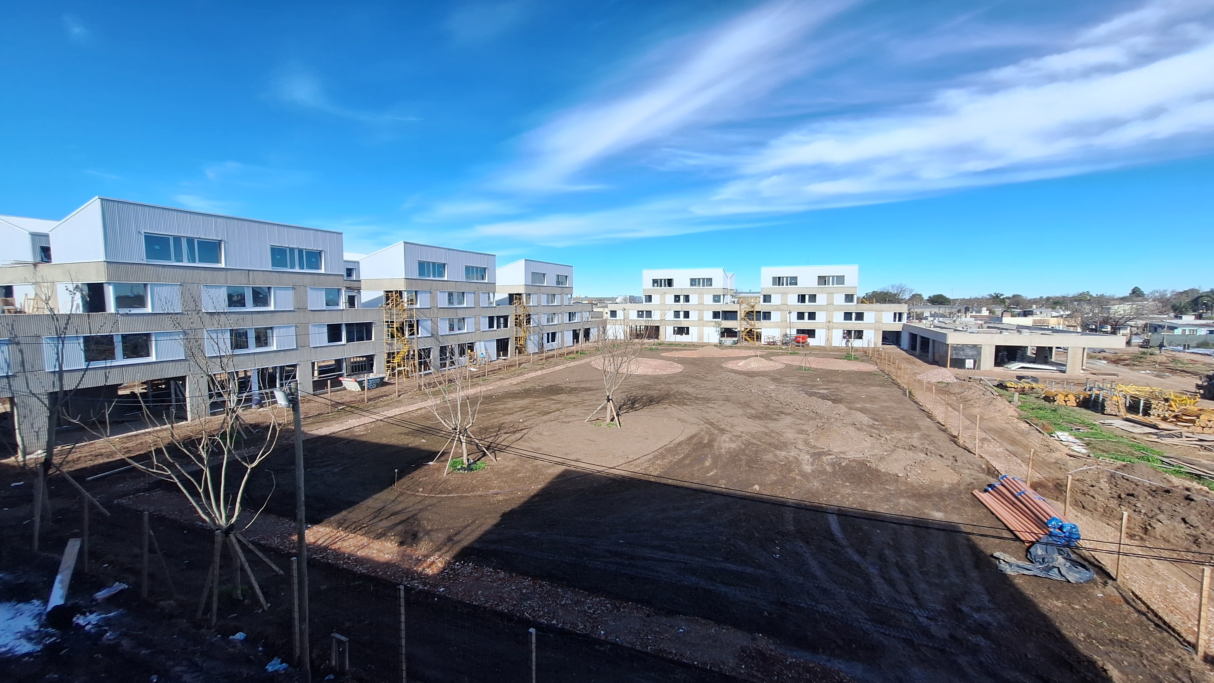 Vista aérea del complejo en construcción