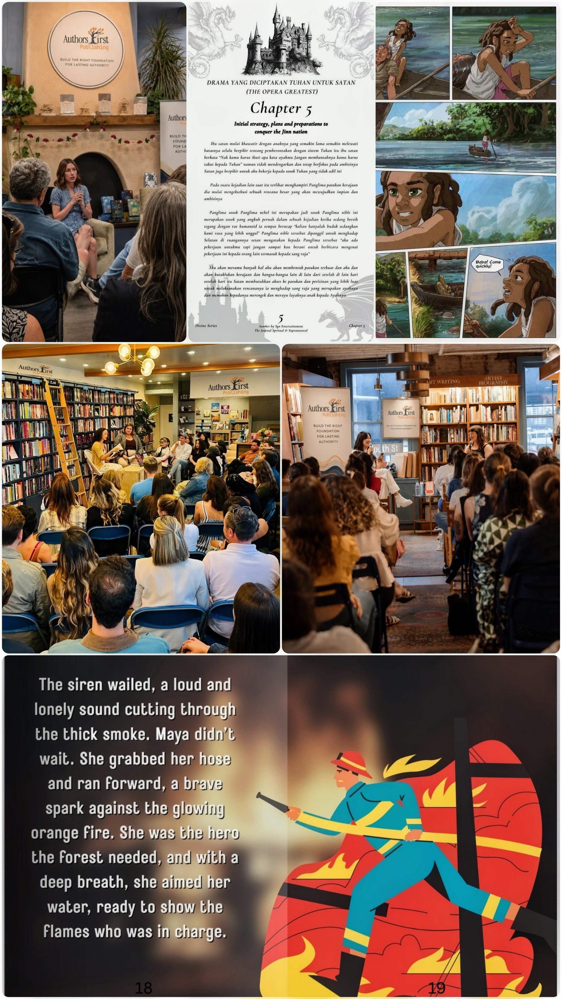 Authors First Publishing showcase — author events, book interiors, and illustrated titles