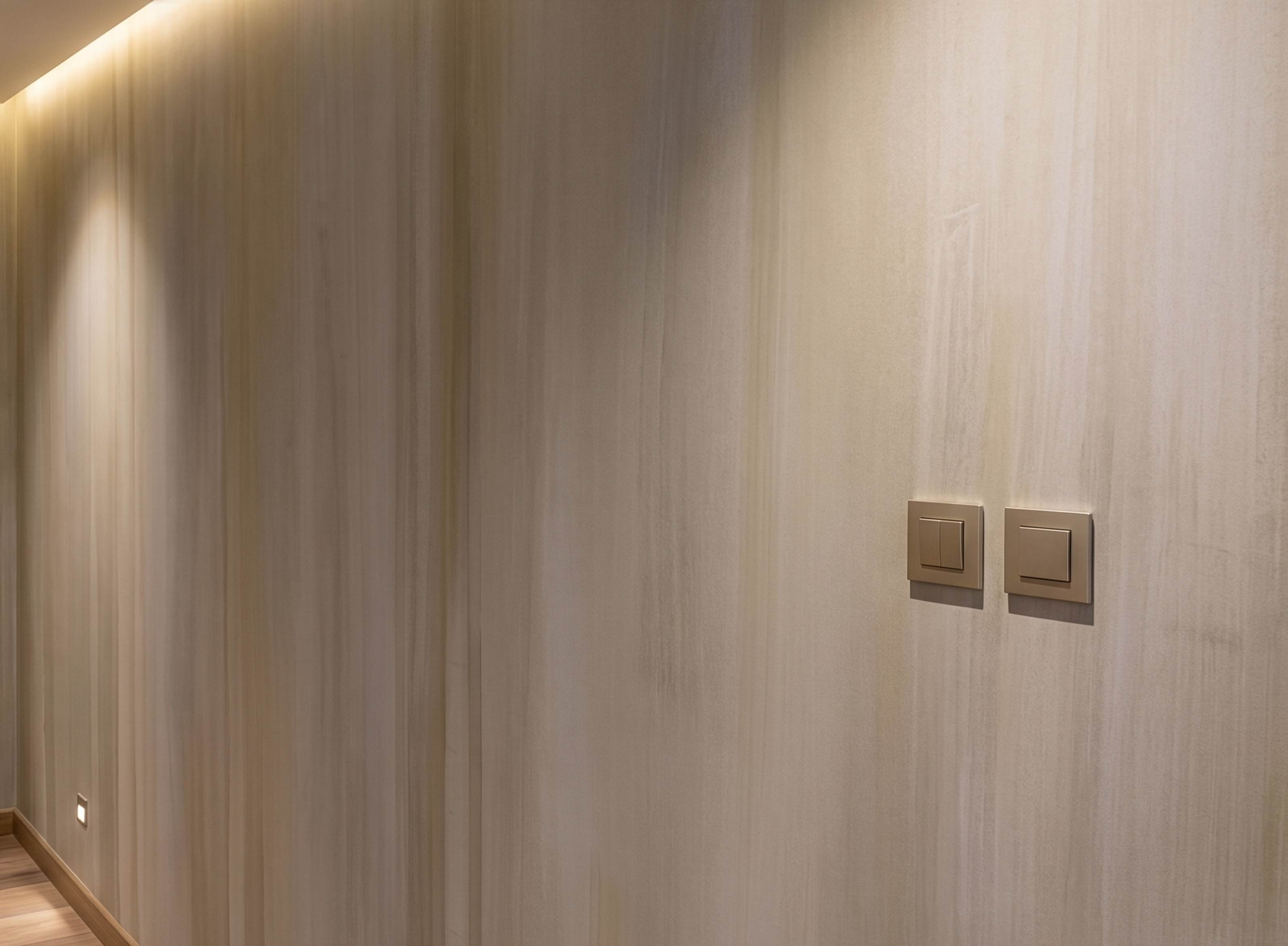 Elegant striped faux finish bringing warmth and sophistication to corridors. Subtle variations create visual interest.