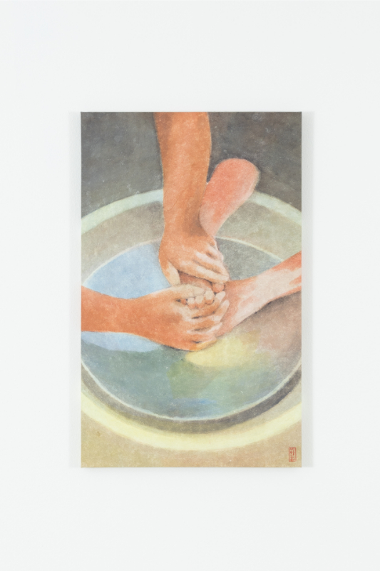 Quiet Gesture painting of hands shaping a vessel