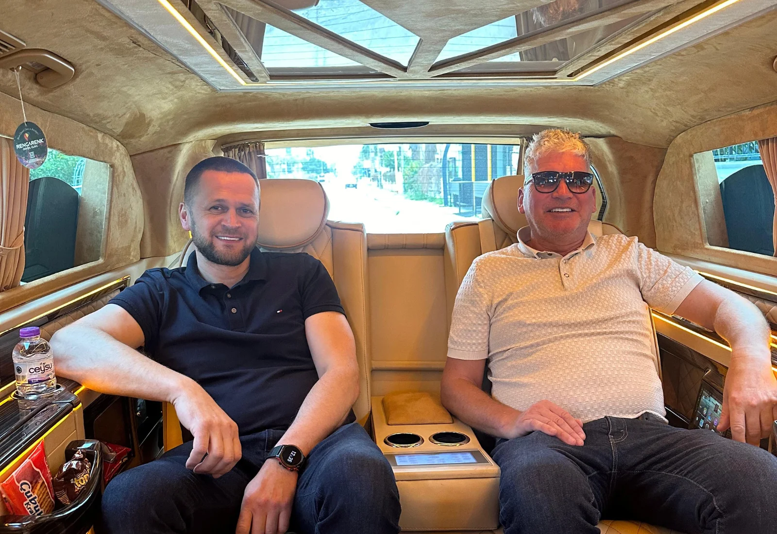 Business travelers relaxing