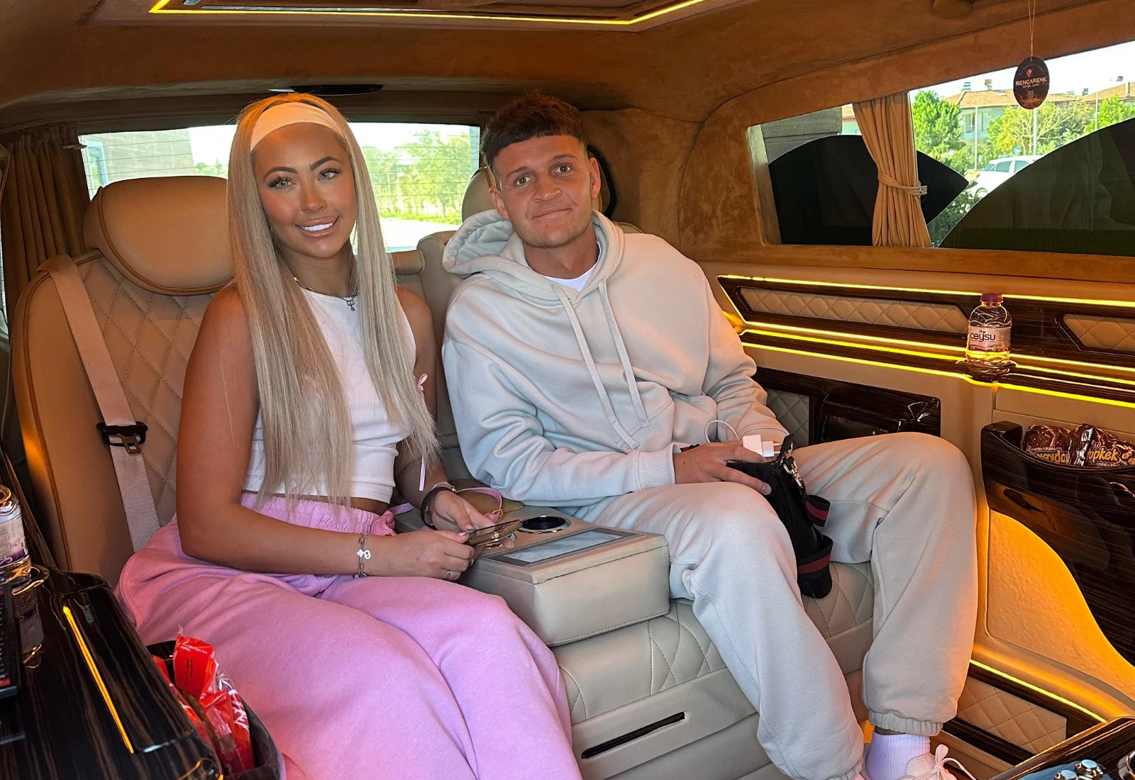 Young couple in luxury van