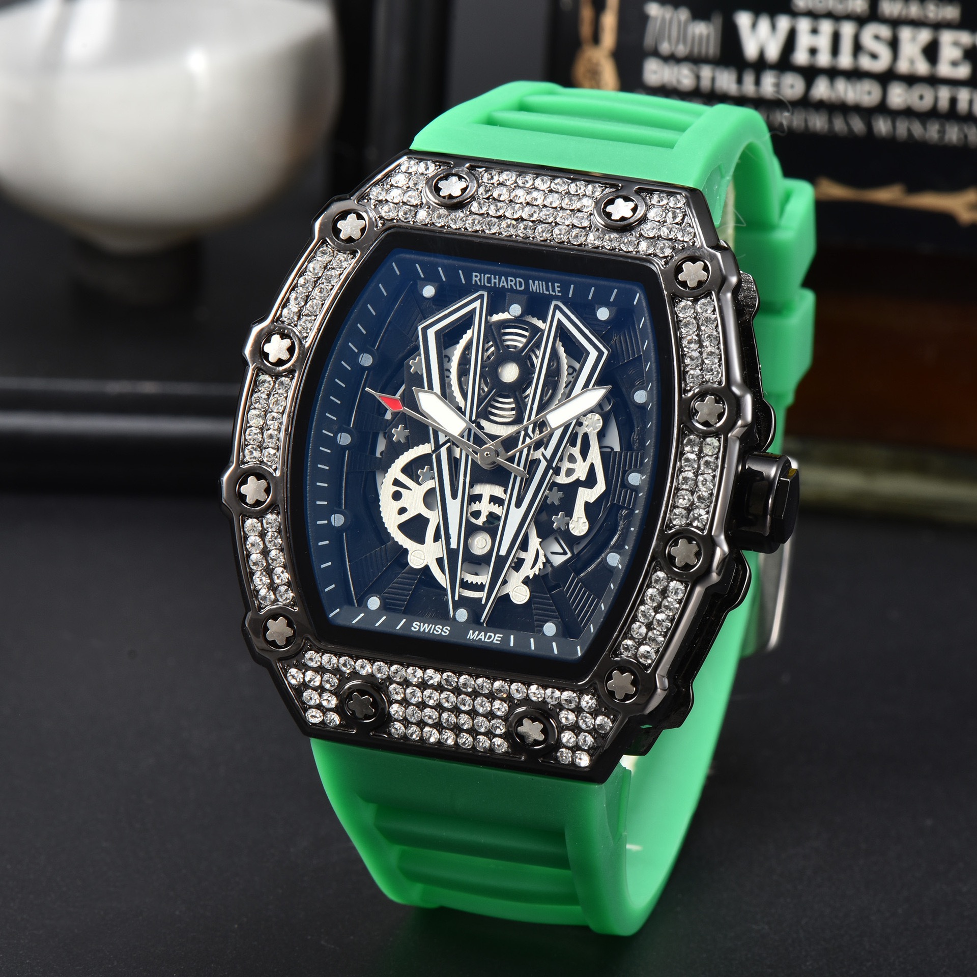 Montre de Luxe Diamant - Noir / Vert