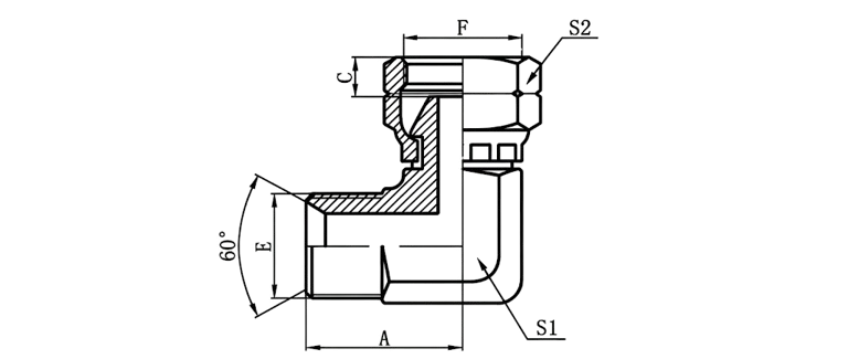 2B9 - BSP Male 60°Seat × BSP Female 60°Cone (90°Elbows)