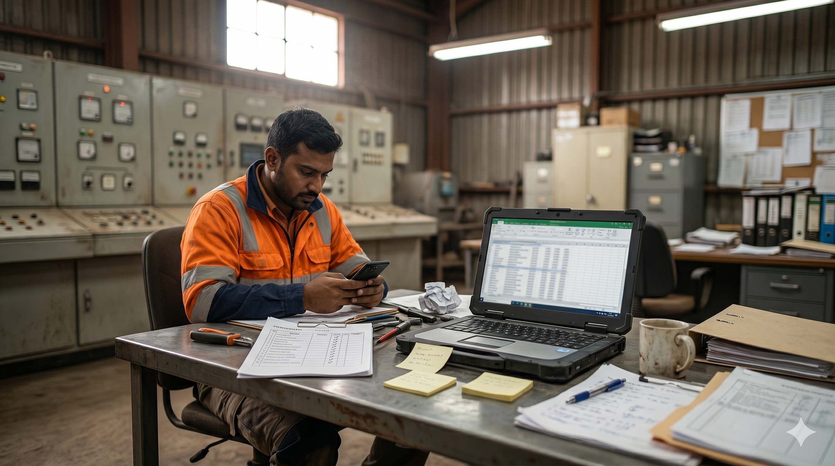 Fragmented maintenance process using paper, spreadsheets and mobile messages