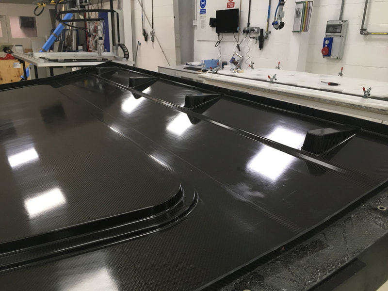 Carbon fiber panels in workshop