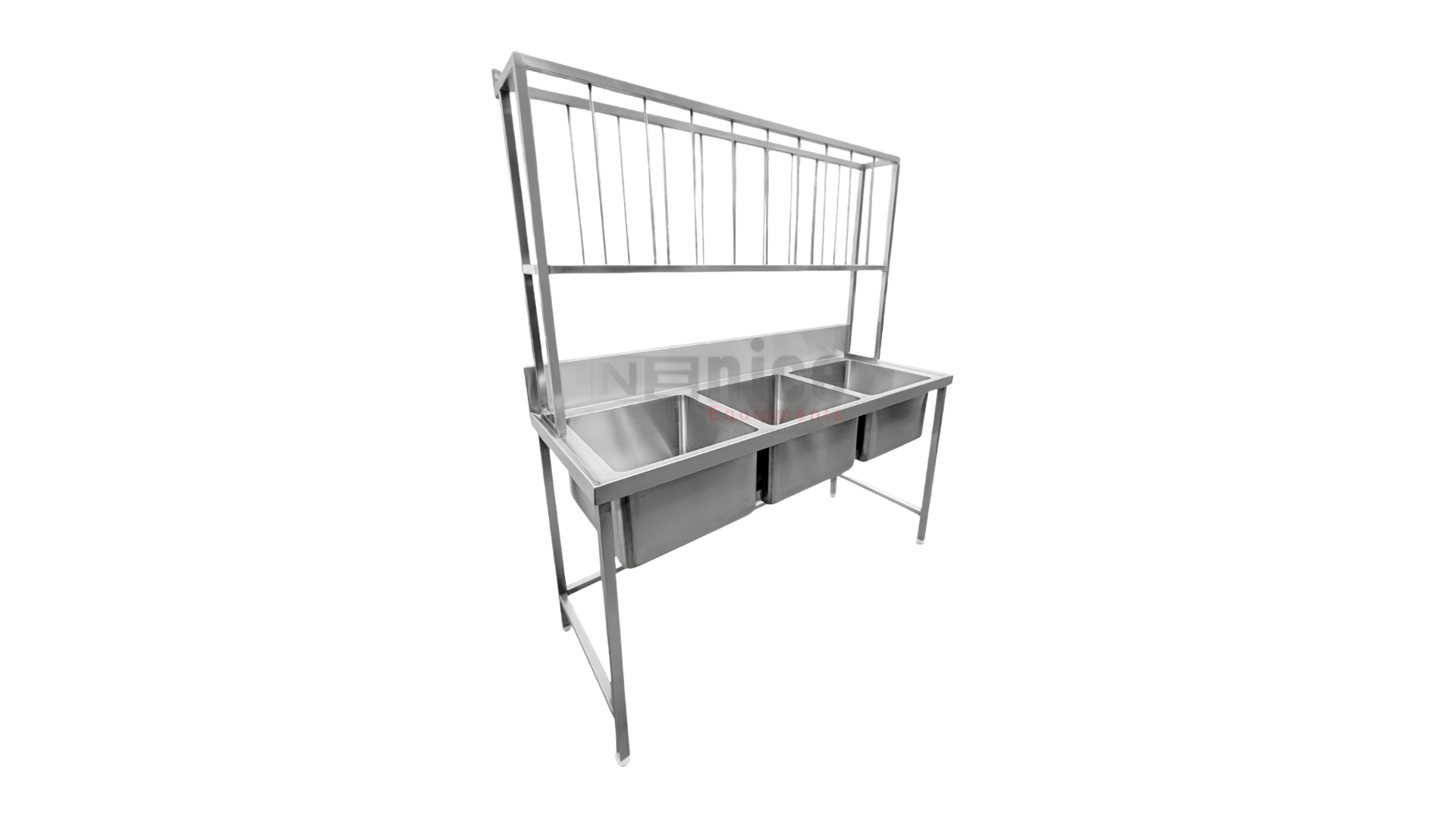 3 Sink Unit with Plate Rack