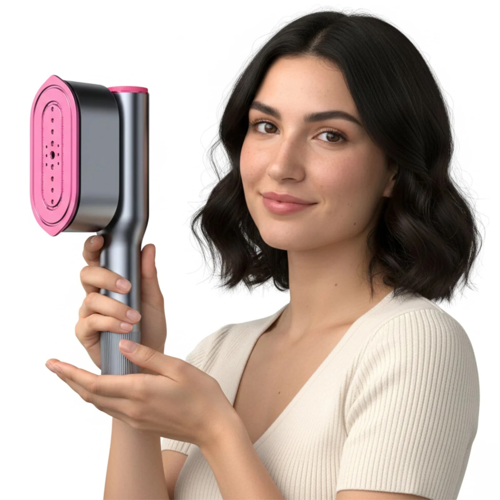 Woman holding Turbicore SteamerPro