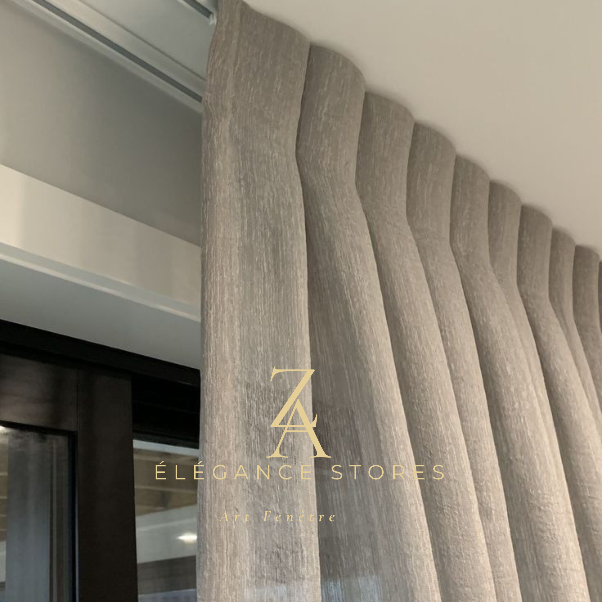 Close-up of grey textured wave curtains