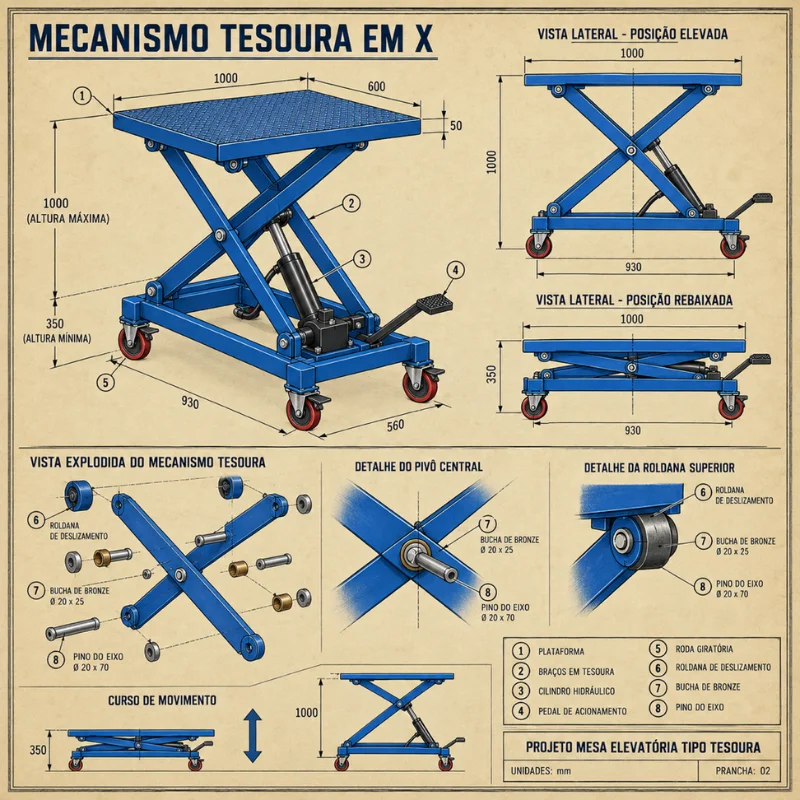 Mecanismo Tesoura em X