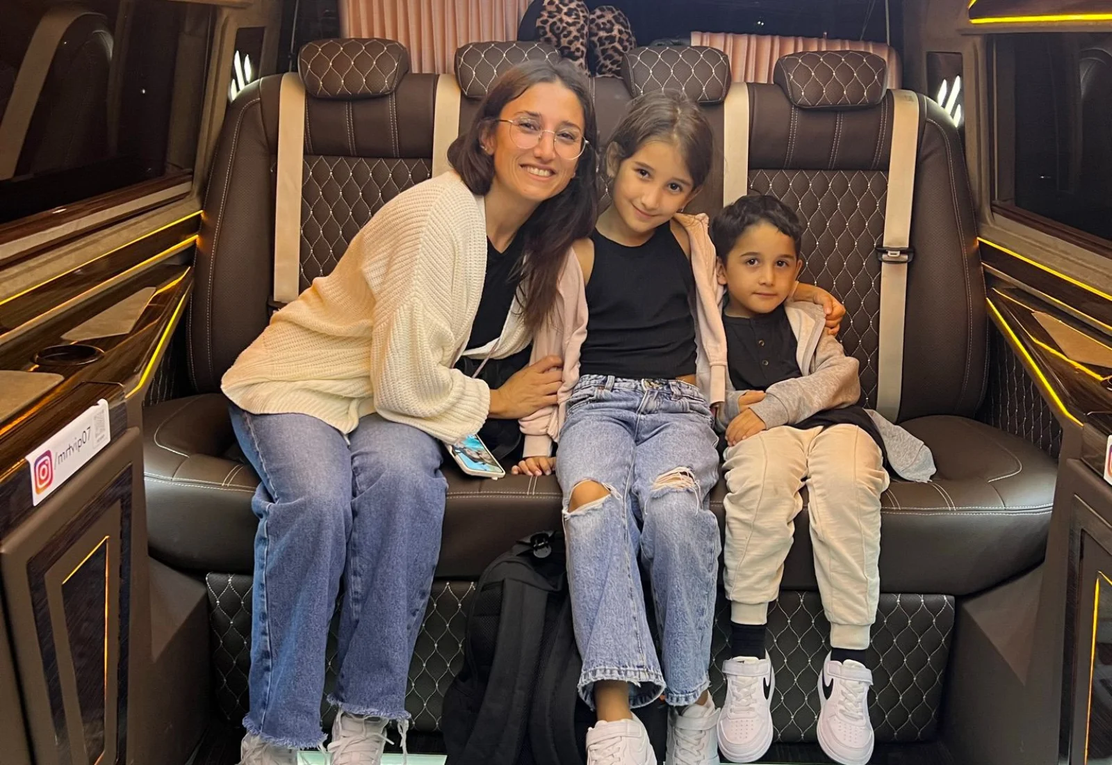 Mother with children in VIP transfer
