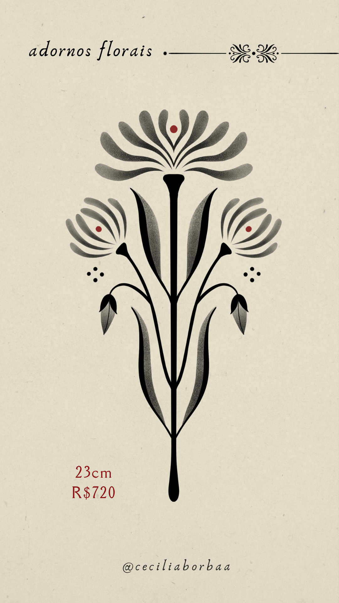 Composição floral com flor central e duas laterais — Adornos florais por Cecília Borba