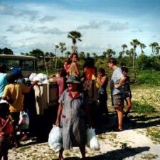 Ankunft mit dem Truck in der Palmensavanne