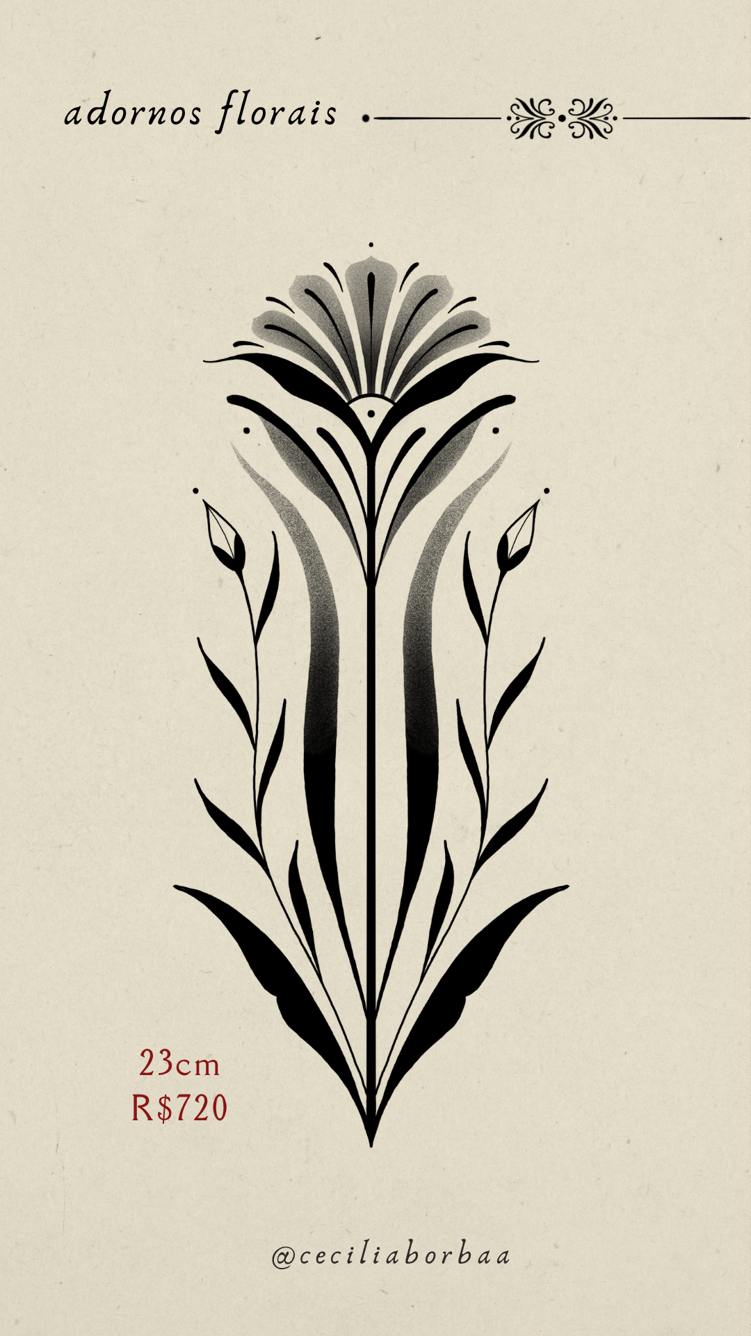Flor minimalista com talo longo — Adornos florais por Cecília Borba