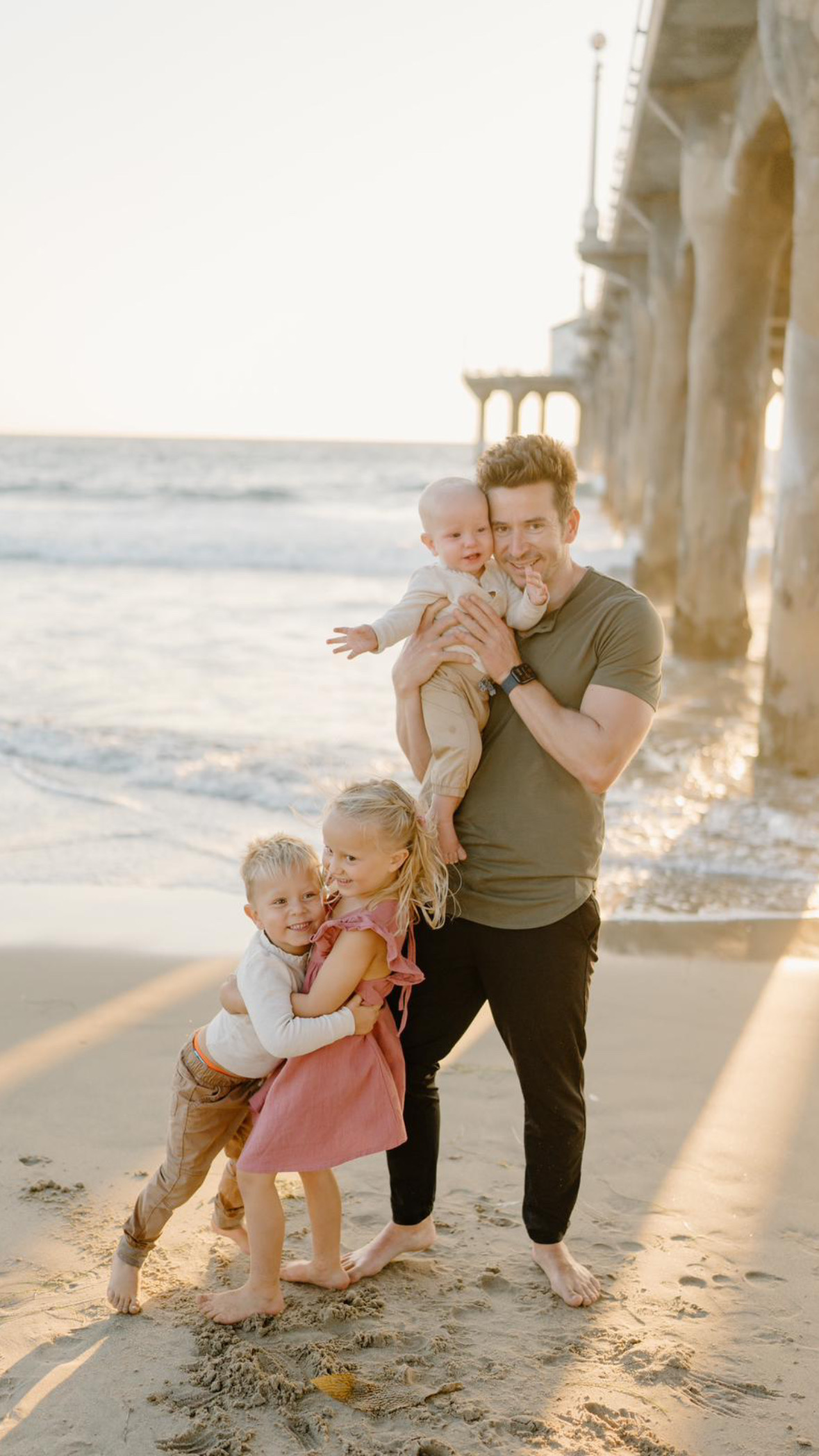 David with his kids on the beach