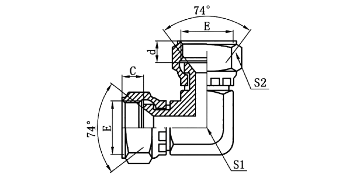 3J9 - JIC Female 74°Seat (90°Elbows)