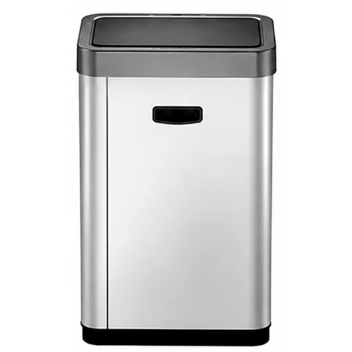 Lixeira de aço inox com alça lateral para transporte