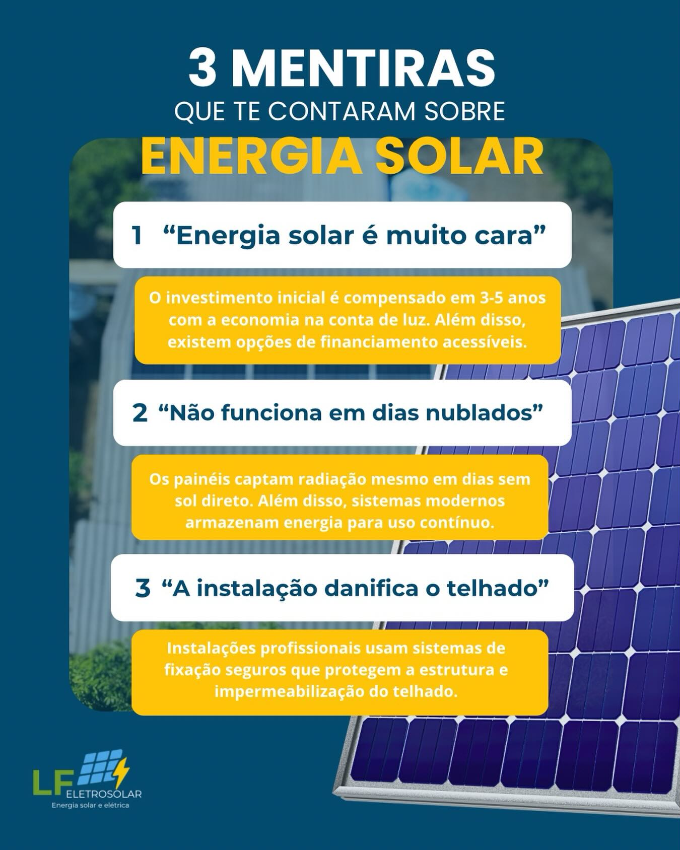 3 mentiras sobre energia solar