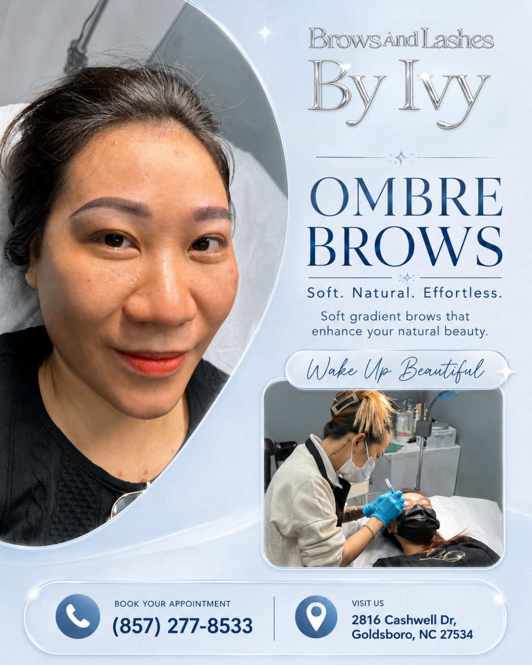 Soft natural ombre brows healed result