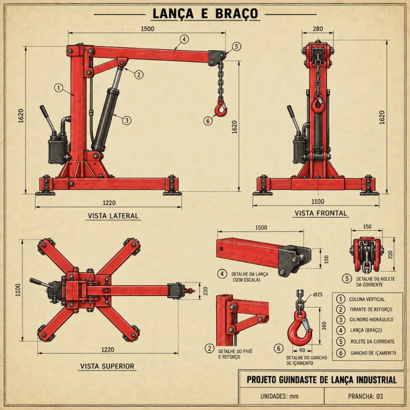 Lança, articulação e gancho