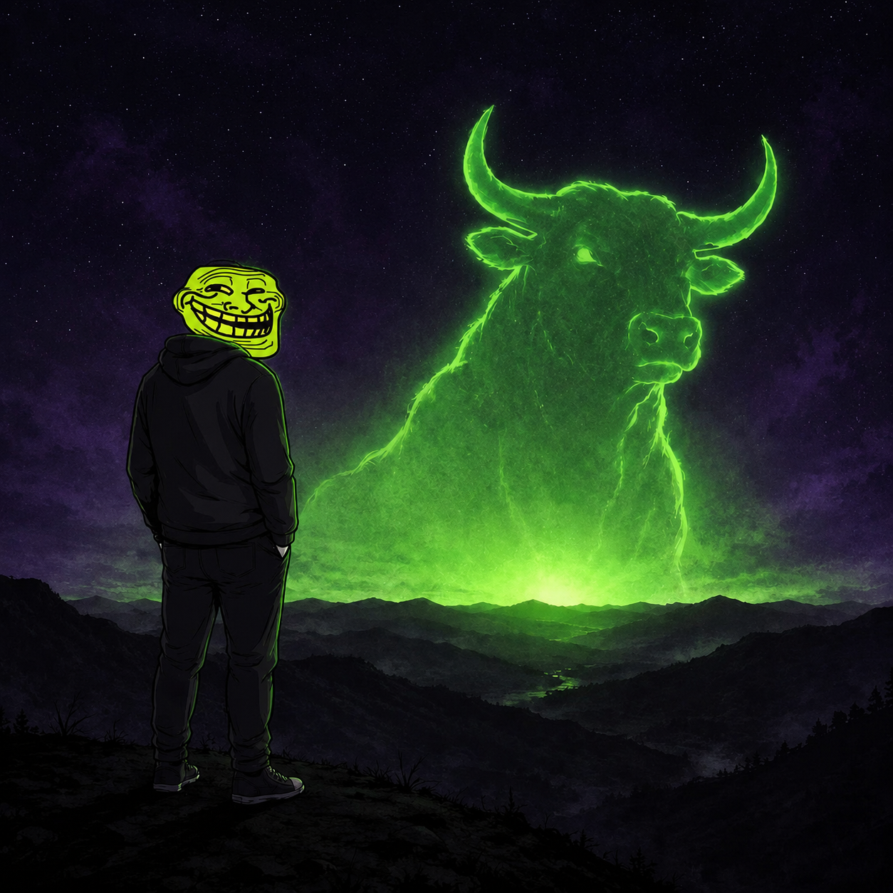 HOODTROLL facing the green bull prophecy