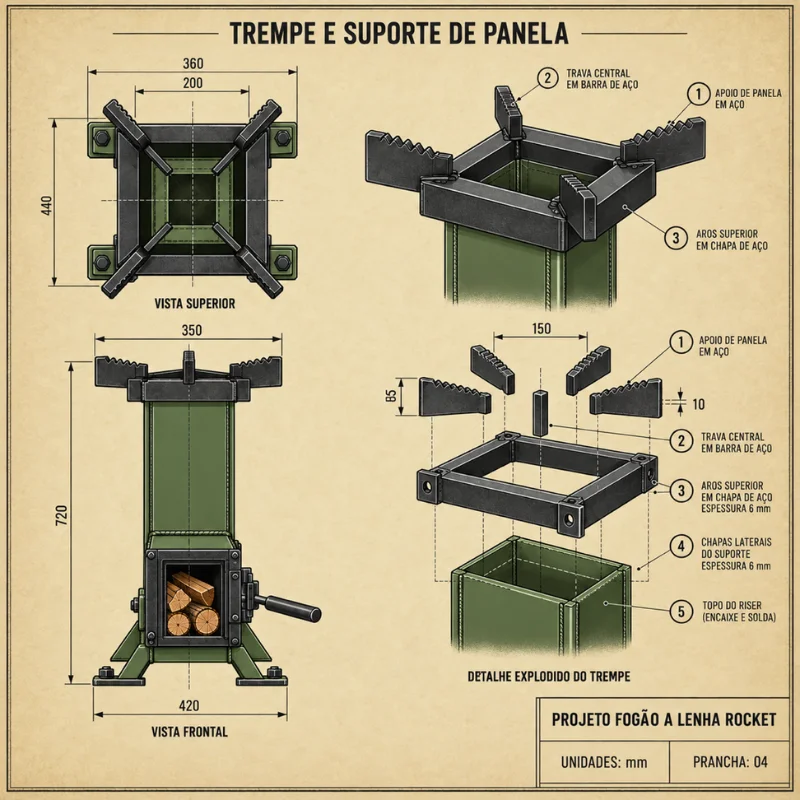 Trempe e Suporte de Panela