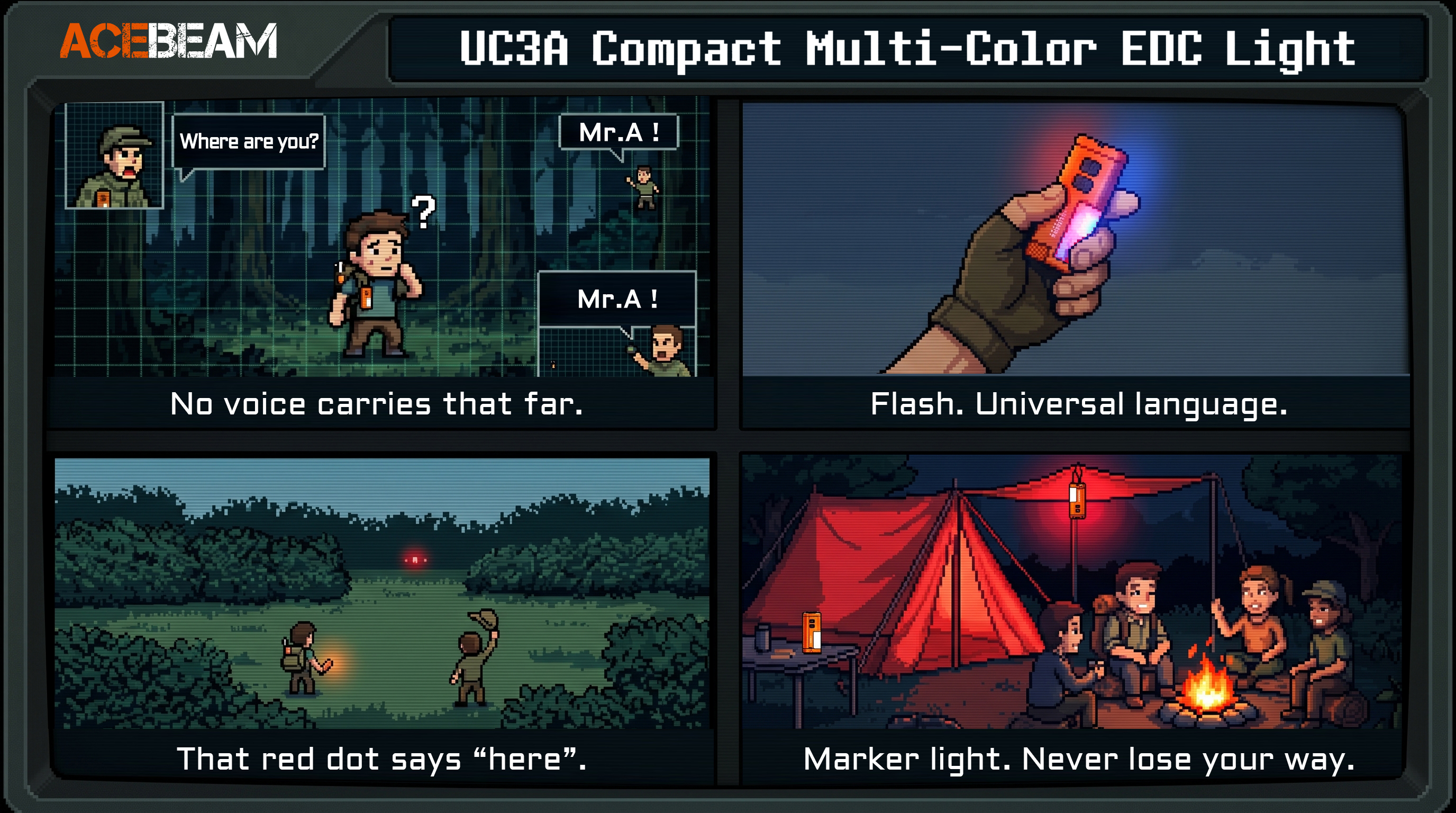 Communication with flash - universal language, marker light for campsite