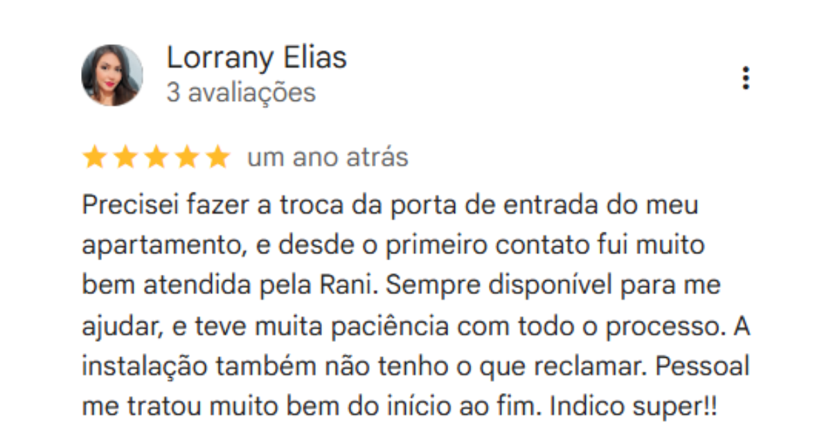 Avaliação de Lorrany Elias sobre a Rei das Portas