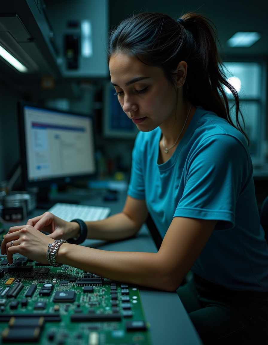 Tech professional working on hardware components