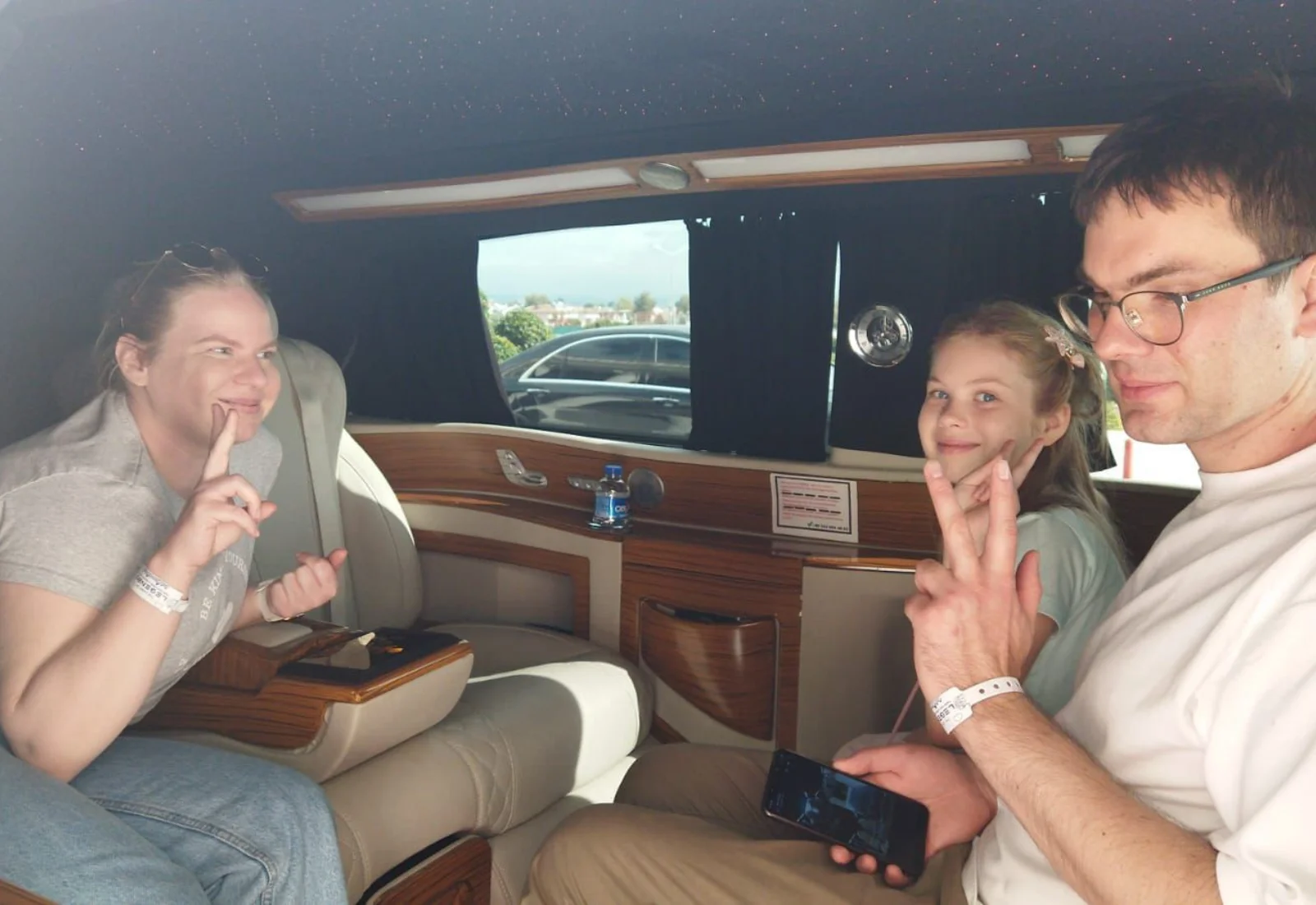 Family enjoying their transfer