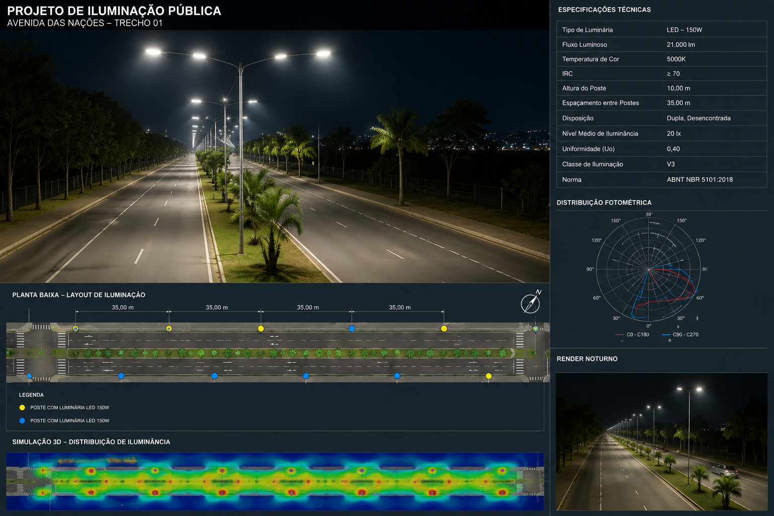 Iluminação Pública - Avenida das Nações