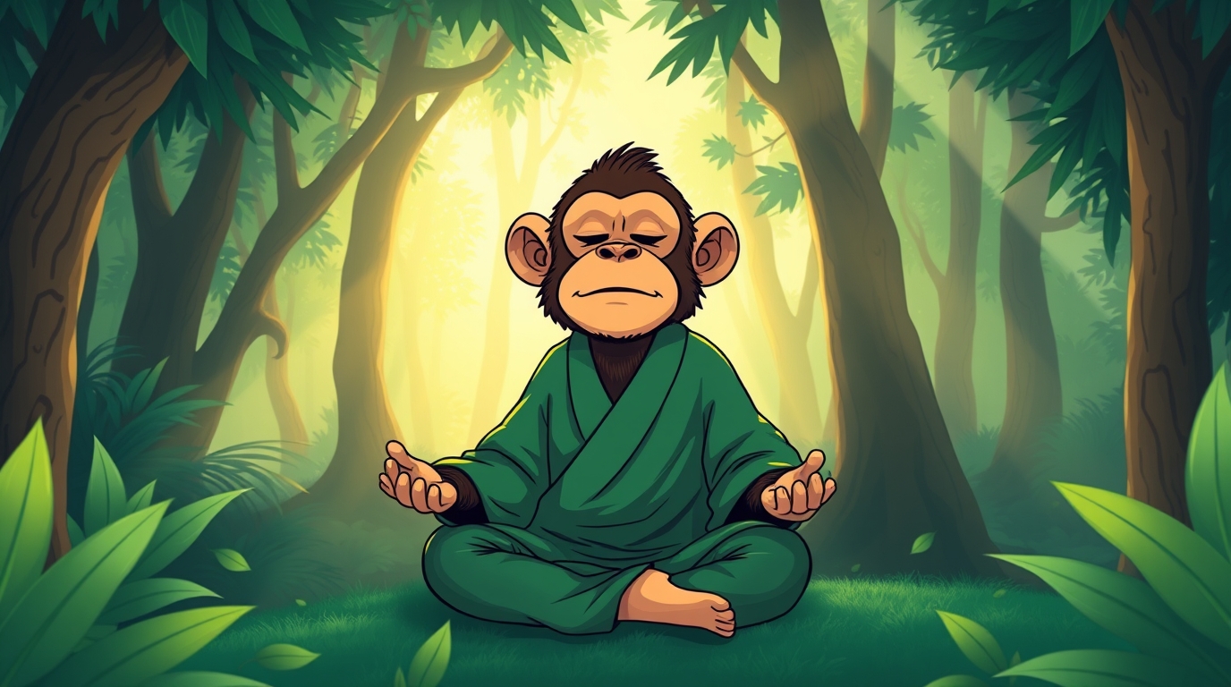 Monkey meditating in nature