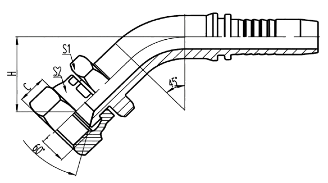 28641 - 45° JIS METRIC FEMALE 60° CONE SEAT SEAL